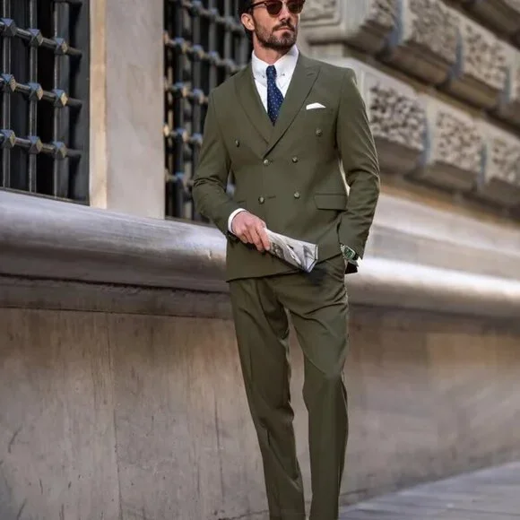 2 Piece Double Breasted Suit Men Slim Fit Mens Double Breasted Blazer Pants Sets